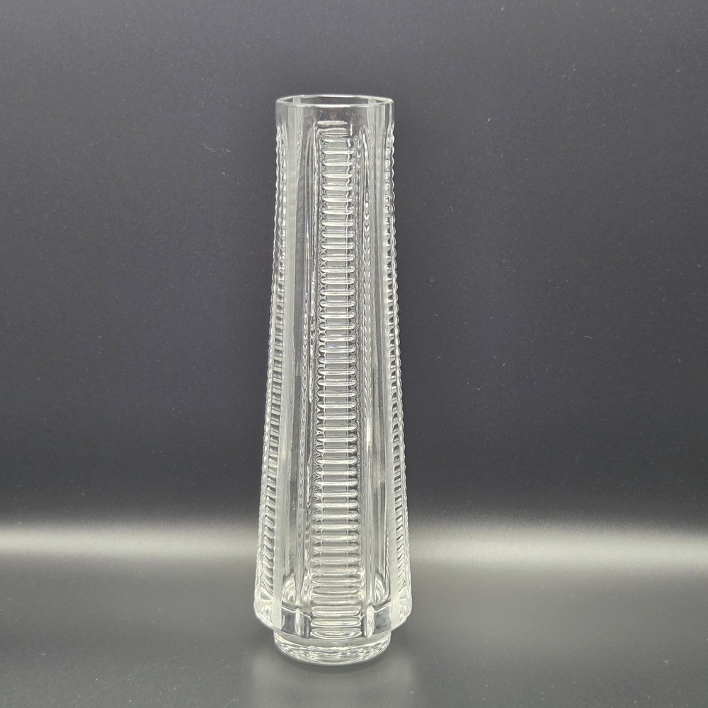 Vintage Pressed Glass Optical Vase by Milos Filip - Czech Republic Home Decor